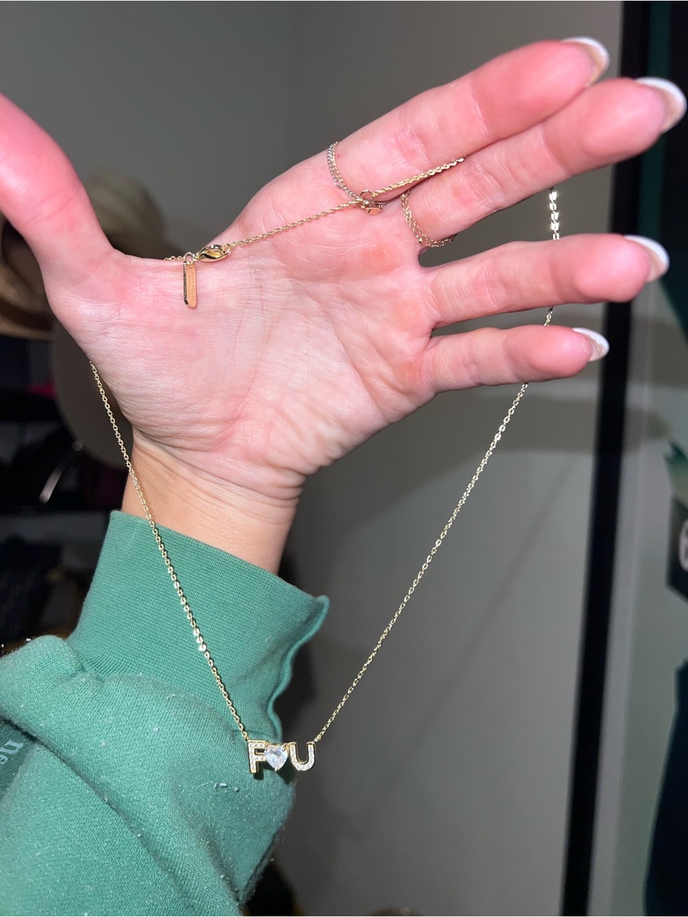 REVOLVE Gold 'F U' Letter Pendant Necklace